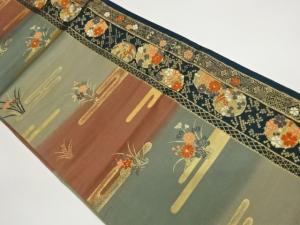 縞に草花・ヱ霞模様織出し（松葉仕立て）